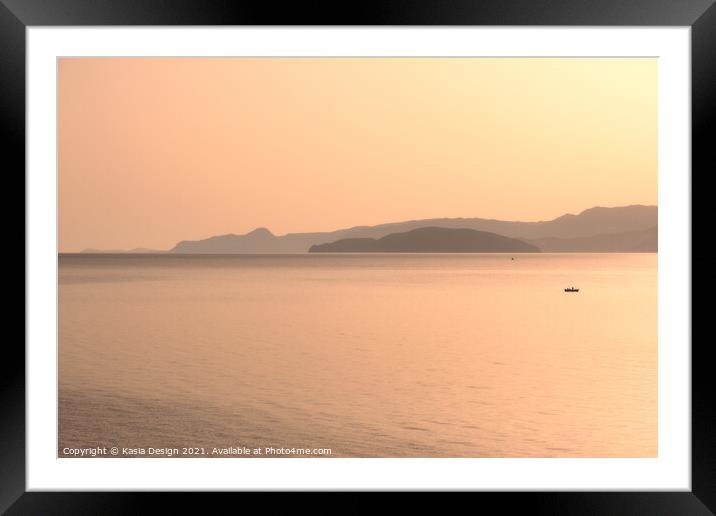 Golden Dawn over Mirabello Bay, Crete, Greece Framed Mounted Print by Kasia Design