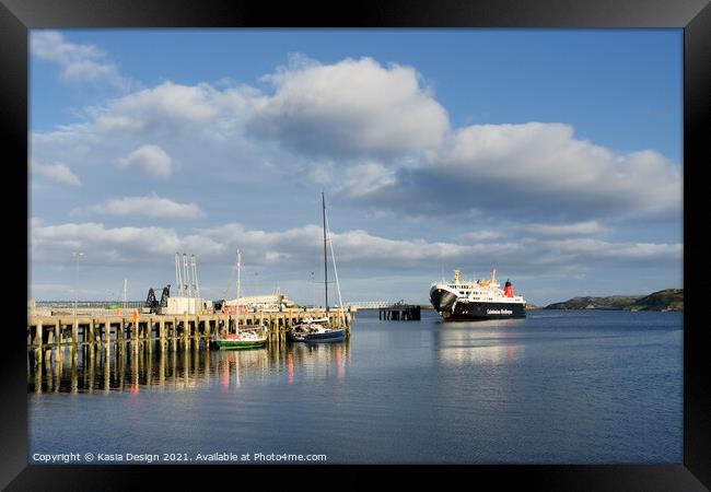 Ferry Arriving at Stornoway Harbour, Lewis Framed Print by Kasia Design