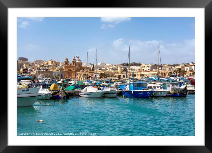 Marsaxlokk Harbour, Malta Framed Mounted Print by Kasia Design
