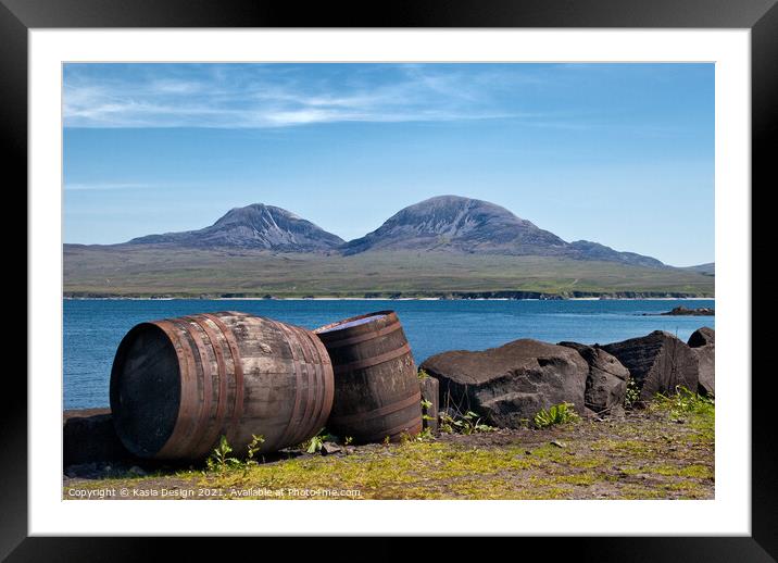 Whisky Vats and the Paps of Jura Framed Mounted Print by Kasia Design