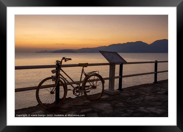Serene Dawn Scene in Agios Nikolaos Framed Mounted Print by Kasia Design
