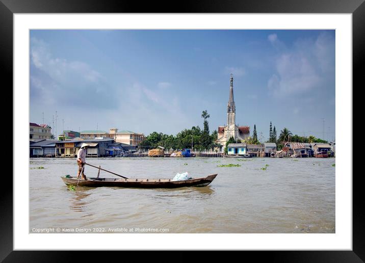  Colourful Cai Be on the Mekong River Framed Mounted Print by Kasia Design