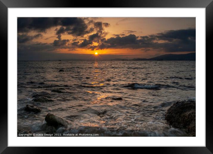 Sun Sets over the Bay of Palma, Mallorca Framed Mounted Print by Kasia Design