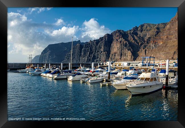 Los Gigantes Marina and Cliffs, Tenerife Framed Print by Kasia Design