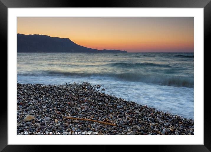 Dreany Livadia Beach Sunset Framed Mounted Print by Kasia Design