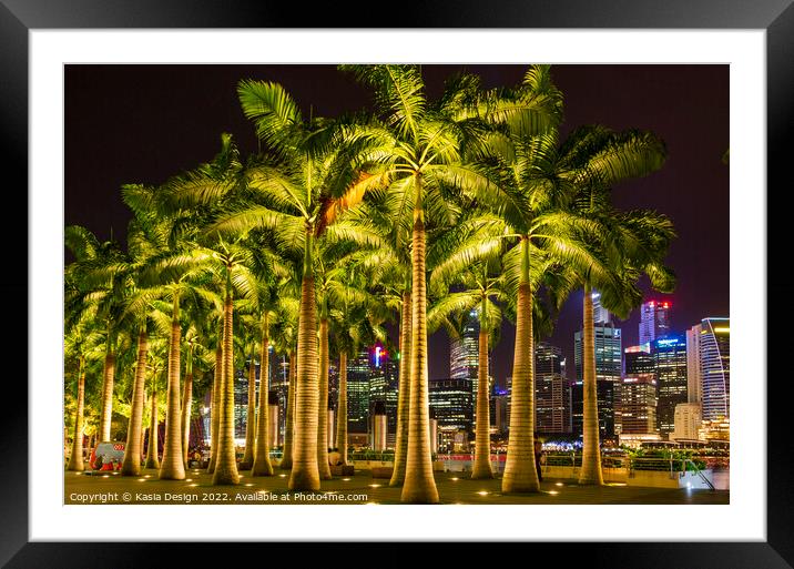 Palm Trees in Marina Bay, Singapore Framed Mounted Print by Kasia Design