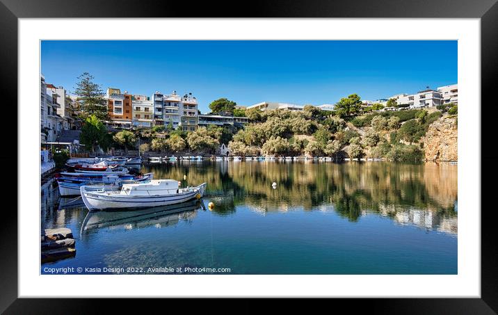 Voulismeni Lake, Agios Nikolaos, Crete, Greece Framed Mounted Print by Kasia Design