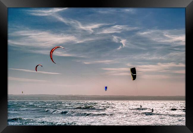 Kite Surfers in the Bay of Palma Framed Print by Kasia Design