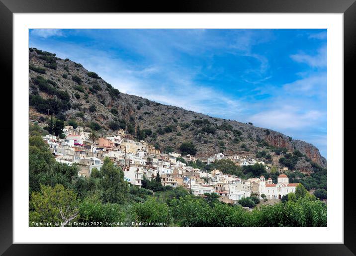 Kritsa Village, Crete, Greece Framed Mounted Print by Kasia Design