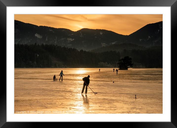 Enjoying frozen Lake at Sunset, Bavaria Framed Mounted Print by Kasia Design