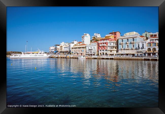Agios Nikolaos Harbour, Isle of Crete, Greece Framed Print by Kasia Design