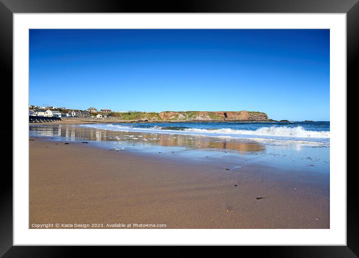 Sandy Beach and Stunning Cliffs at Eyemouth Framed Mounted Print by Kasia Design