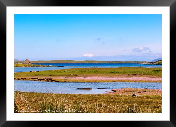 Beautiful Pink Thrift Vista on North Uist Framed Mounted Print by Kasia Design