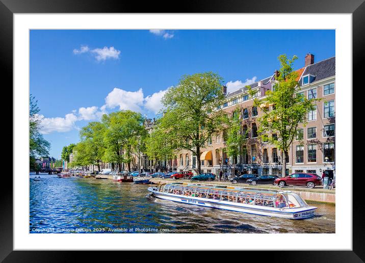 Boatride on a colourful Amsterdam Canal Framed Mounted Print by Kasia Design