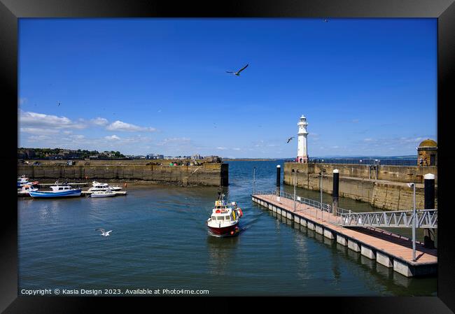 Returning with the Catch to Newhaven Harbour Framed Print by Kasia Design