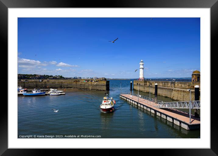 Returning with the Catch to Newhaven Harbour Framed Mounted Print by Kasia Design