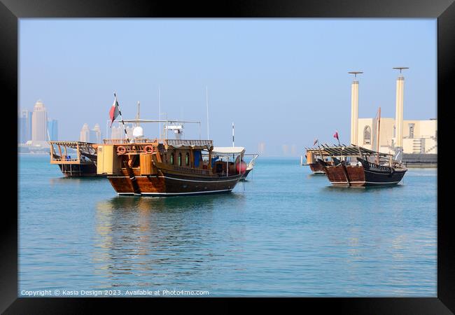 Traditional Dhows in Doha  Framed Print by Kasia Design