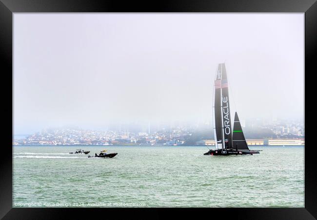 Oracle Team USA in San Francisco Bay Framed Print by Kasia Design