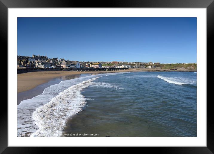 Waves washing over Eyemouth Beach Framed Mounted Print by Kasia Design
