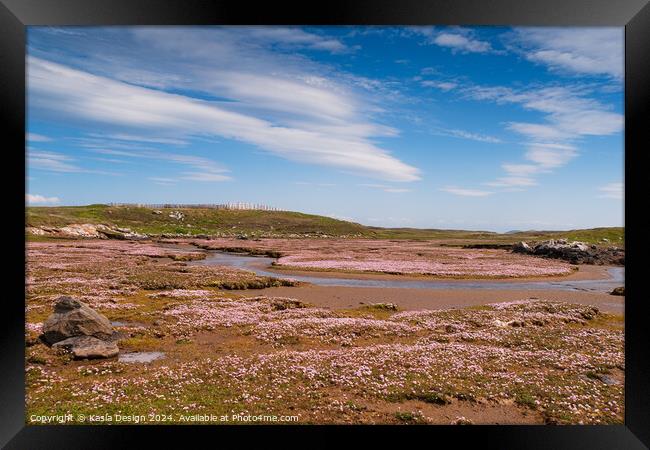 Pink Thrift Carpet and Lenticularis Clouds Framed Print by Kasia Design