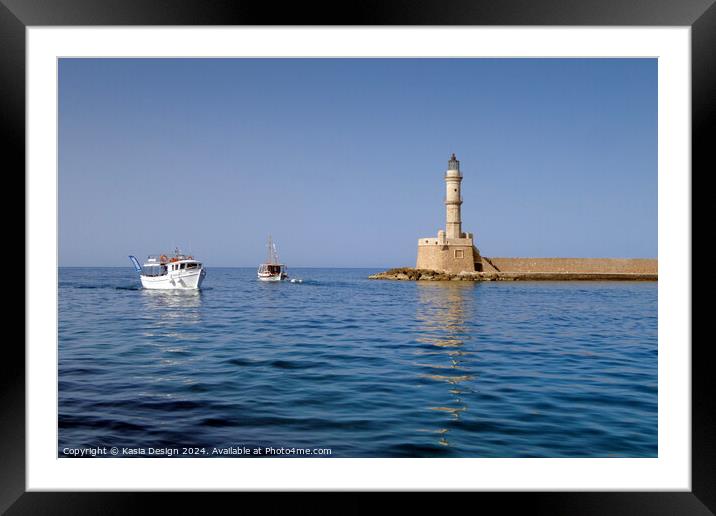 Chania Harbour Entrance Framed Mounted Print by Kasia Design
