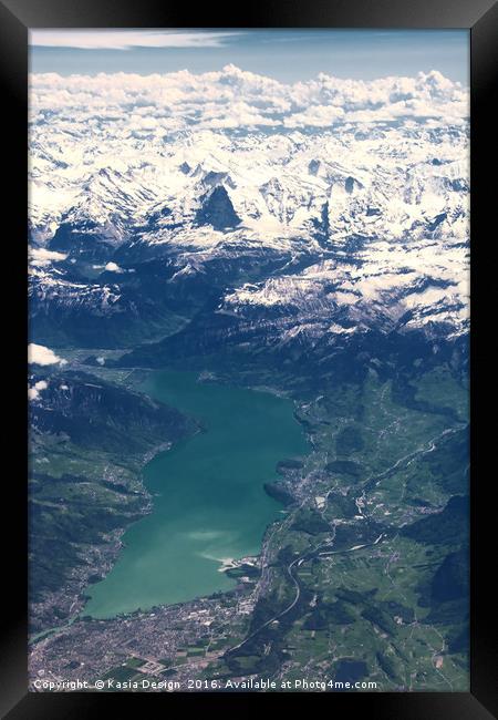 Eiger North Face and Lake Thun, Switzerland Framed Print by Kasia Design