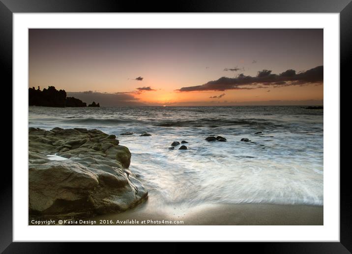 Sunset on the Rocks on Playa La Arena Framed Mounted Print by Kasia Design