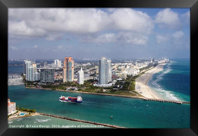 Miami Beach Skyline, Florida Framed Print by Kasia Design