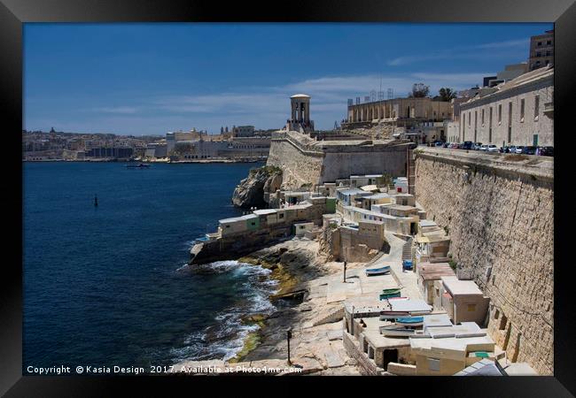 Small Harbour near St. Elmo Fort, Valletta Framed Print by Kasia Design