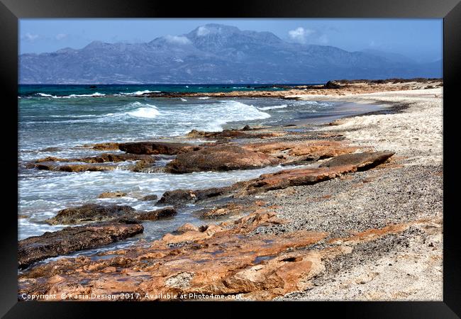 Rugged Shoreline on Chrissi Island, Crete Framed Print by Kasia Design