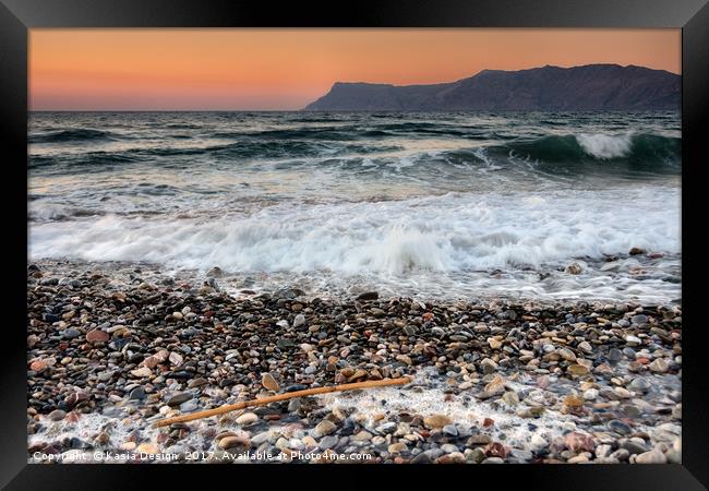 Dusk on Livadia Beach, Kissamos, Crete, Greece Framed Print by Kasia Design