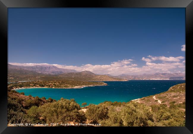 Voulisma View across Mirabello Bay, Crete, Greece Framed Print by Kasia Design
