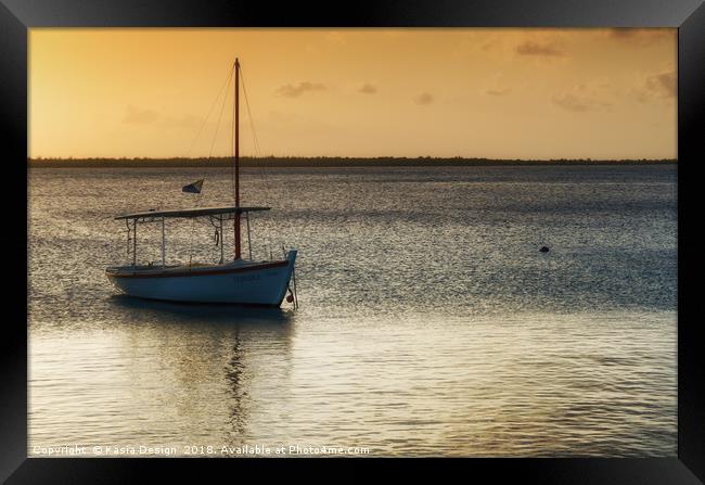 Dream Boat at Dusk Framed Print by Kasia Design