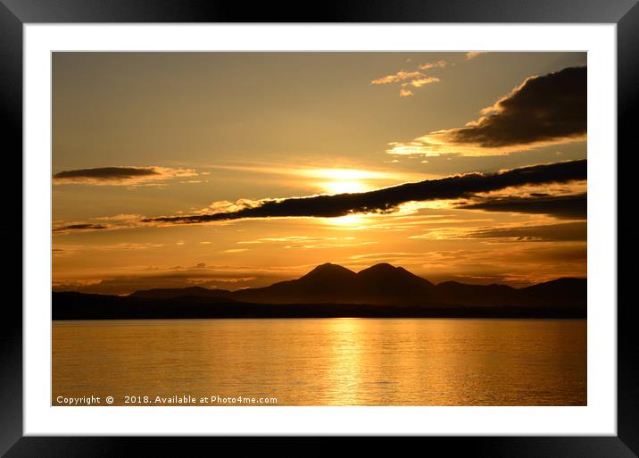 Stunning Sunrise over the Paps of Jura, Islay Framed Mounted Print by Kasia Design