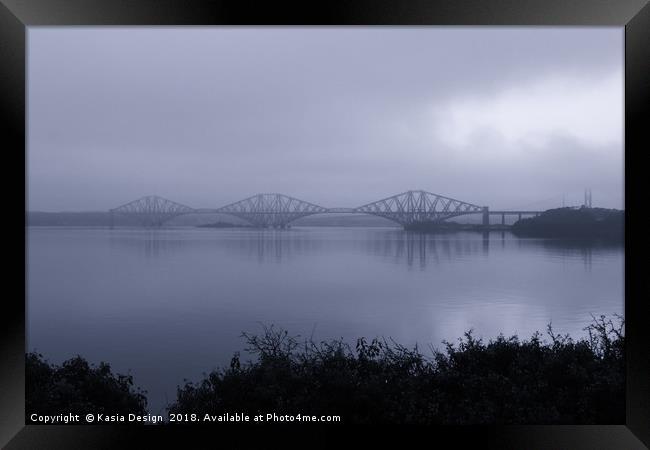 Misty Fife View of the Forth Bridges Framed Print by Kasia Design