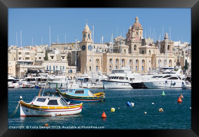 Vittoriosa Marina and Maltese Maritime Museum Framed Print by Kasia Design