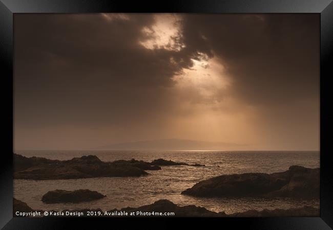 Golden Sunset over La Gomera Framed Print by Kasia Design