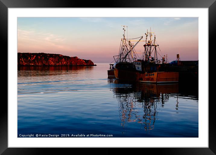 Dusk on Port Ellen Harbour, Islay Framed Mounted Print by Kasia Design