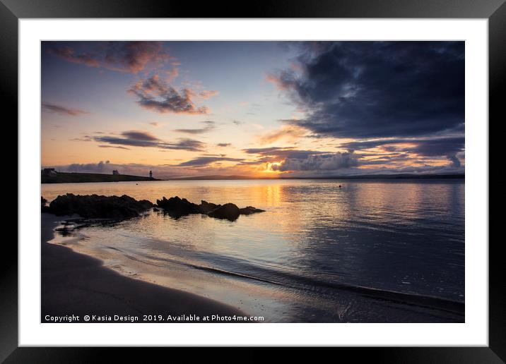 Port Charlotte Sunrise on the Rocks, Islay Framed Mounted Print by Kasia Design