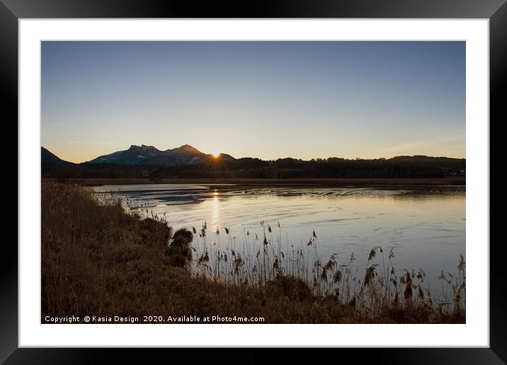Sunset over Lake Chiem and the Bavarian Alps Framed Mounted Print by Kasia Design