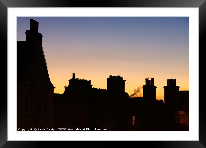 Edinburgh Old Town: Rooftop Dusk  Framed Mounted Print by Kasia Design