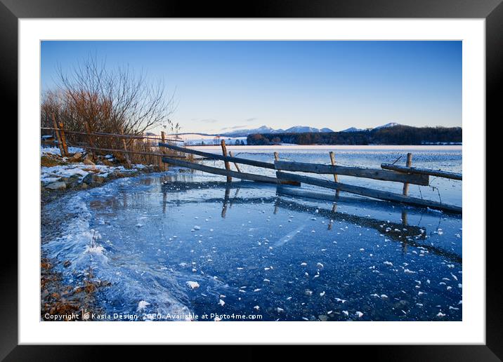 Lake Rieg: Wintry Blues Framed Mounted Print by Kasia Design
