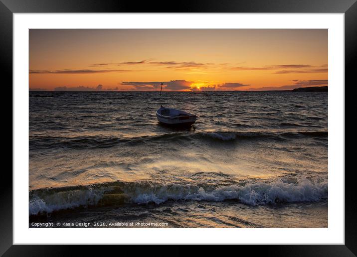 Bobbing Boat in the Baltic Sunset Framed Mounted Print by Kasia Design