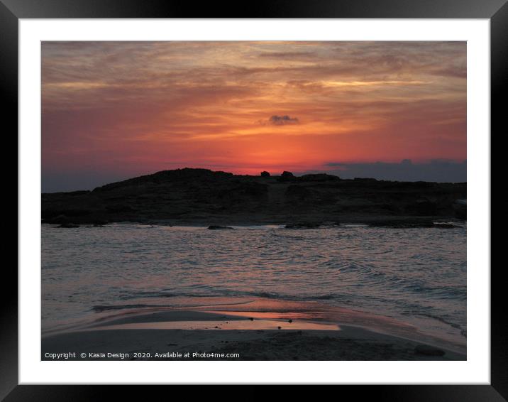 Formentera Sunset, Balearic Islands, Spain Framed Mounted Print by Kasia Design