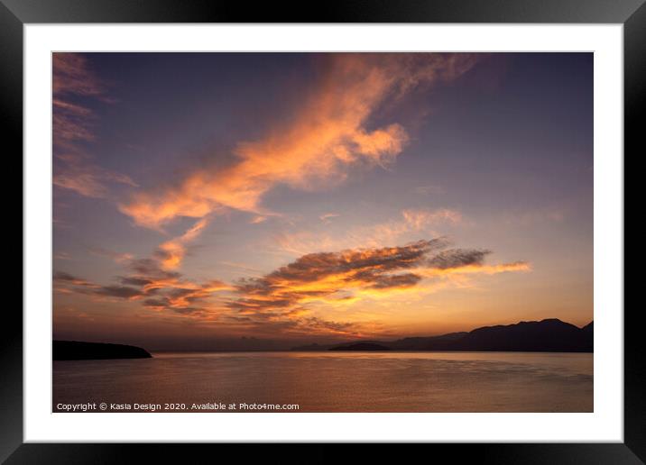Awaiting Sunrise, Agios Nikolaos, Crete, Greece Framed Mounted Print by Kasia Design