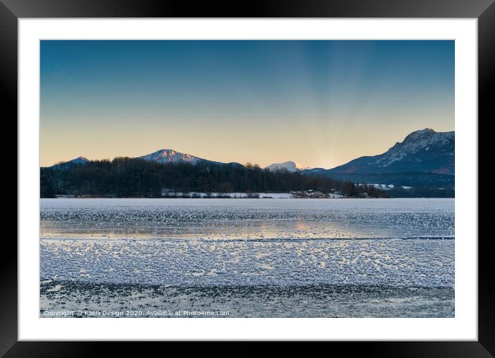Frozen Alpine Lake at Dusk Framed Mounted Print by Kasia Design