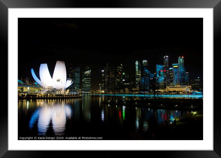 The Lotus at Night, Singapore Framed Mounted Print by Kasia Design