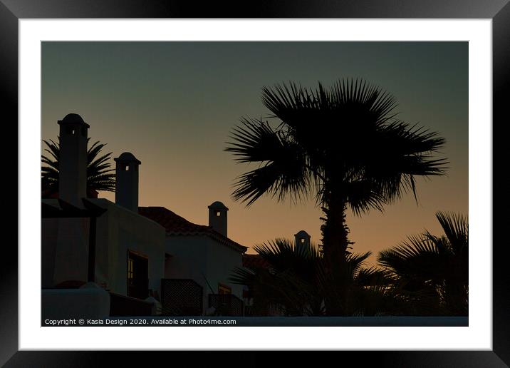 Enjoying a Holiday Sunset under Palm Trees Framed Mounted Print by Kasia Design