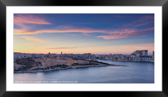 Manoel Island and Sliema Sunset Framed Mounted Print by Kasia Design