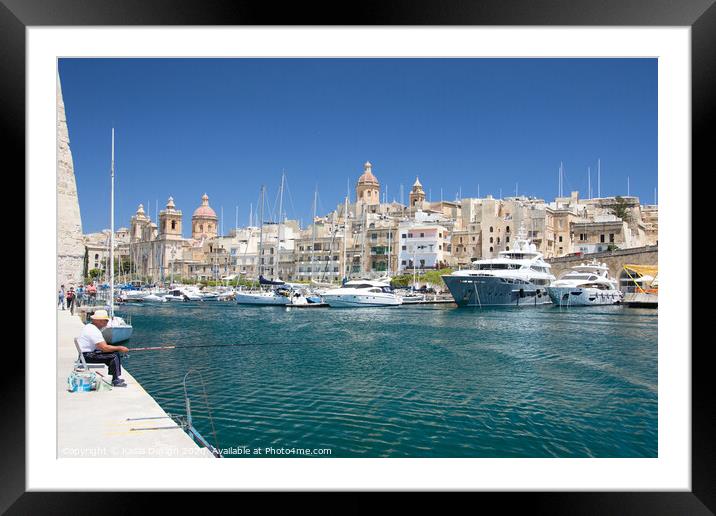 Malta: A Spot of Peaceful Fishing  Framed Mounted Print by Kasia Design